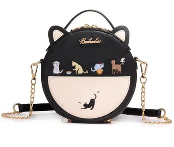 

by dhl or ems 50pcs 2017 Fashion Women Bags Cute Cat Embroidery Shoulder Bags For Girls Small Handbags Chains Crossbody Bag