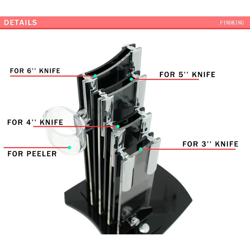 Для " 4" " 6" Керамический нож+ один Овощечистка Набор из 5 предметов подставка для ножей используется высококачественный акриловый держатель ножей черный блок ножей