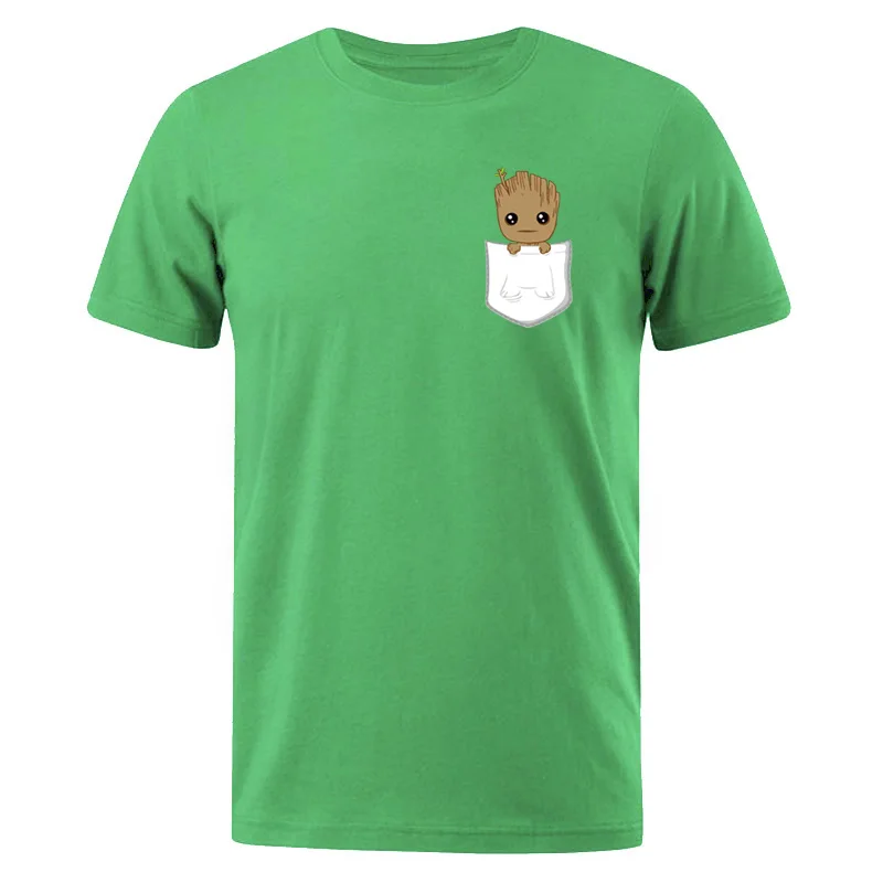 Мужская футболка, модные топы, Marvel Groot, с принтом Харадзюку, хип-хоп, футболки с коротким рукавом, хипстерские комиксы, футболка, лето - Цвет: green 6