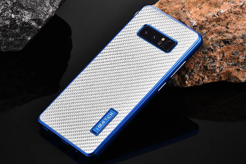 iMatch Luxury Aluminum Metal Bumper Carbon Fiber Back Cover Case for Samsung Galaxy Note 8