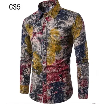 

Men's best-selling long-sleeved shirt 2019 long-sleeved print shirt fashion casual new long-sleeved shirt