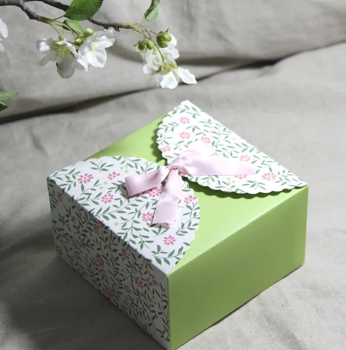 Свежий зеленый торт выпечка небольшой коробке, сладкий десерт упаковка украшение поставки 14*14*8 см