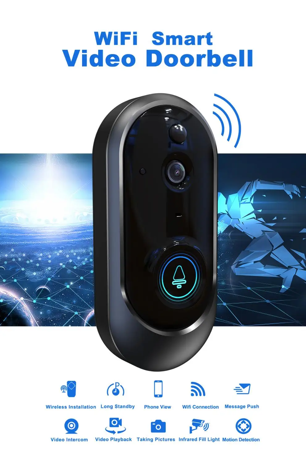

Smart Wireless Wifi Video Doorbell Intercom Phone Doorbell Camera Infrared Remote Control Alarm Video Security Home Monitoring