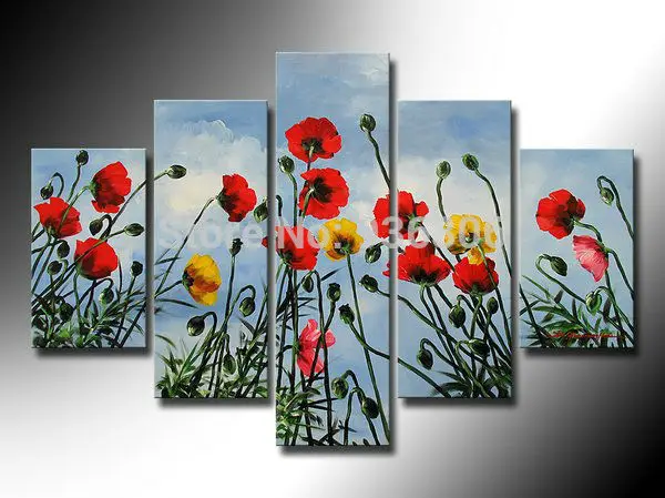 

Hand-painted Wall Art Violet Flower Abstract Oil Painting On Canvas For Living Room Decor Group Of Pictures