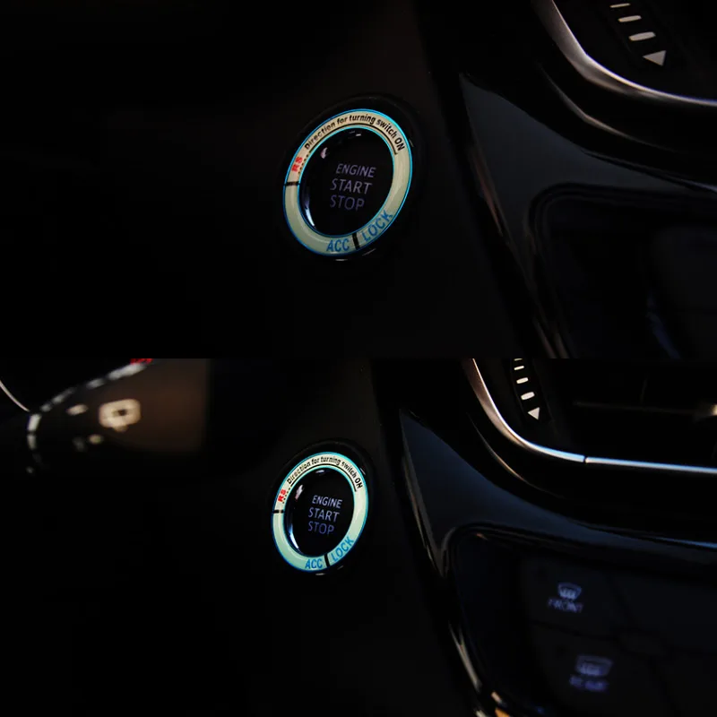 Vtear для Toyota CHR C-HR, аксессуары для интерьера, кольцо зажигания, светящееся кольцо для ключей, декоративная наклейка, автомобильный стиль, переключатель зажигания, наклейка