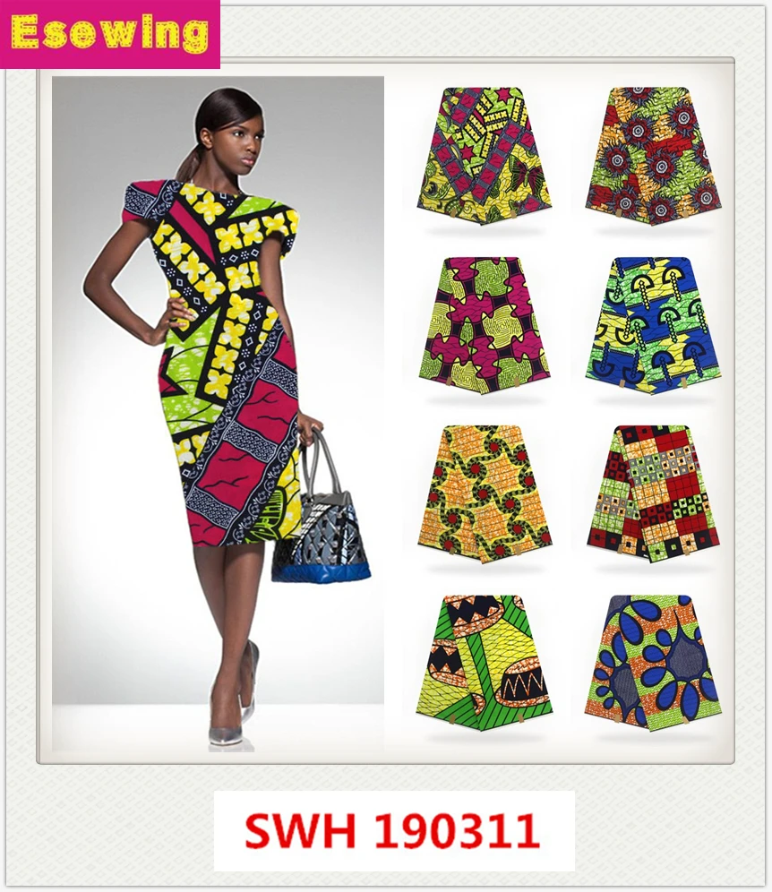 

SWH 2019 Latest 100% Cotton African Wax print Ankara Wax Fabric Nigerian Fabric Ghana Wax Print Sewing For Wedding Dress 6yards