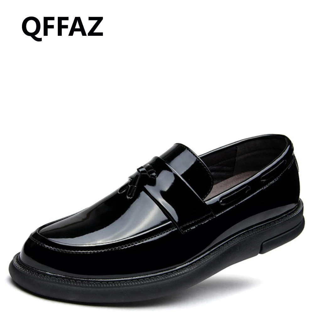 QFFAZ Patent Leather Men Oxford Shoes 
