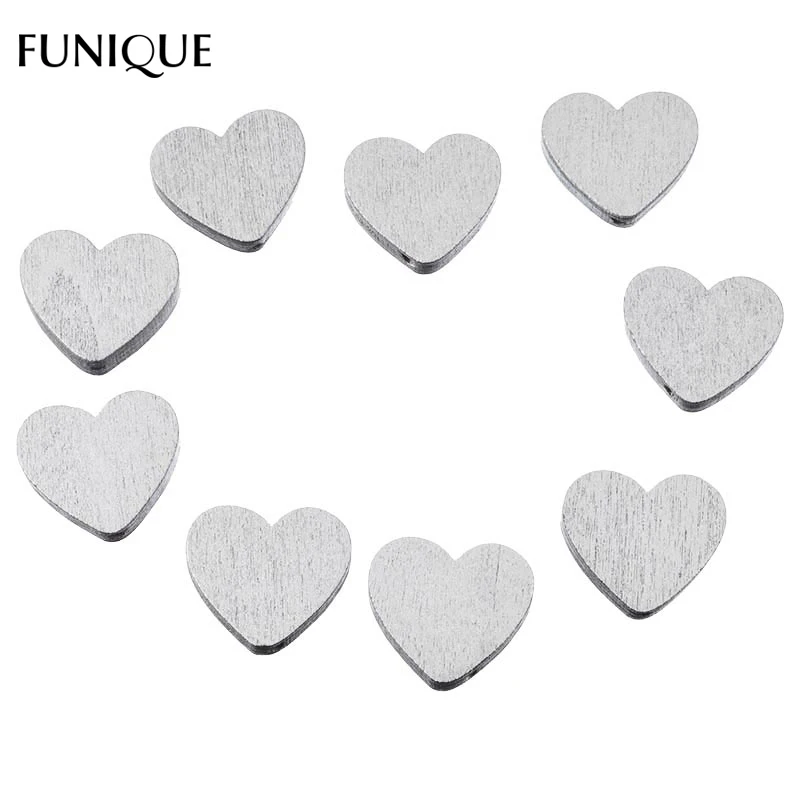 

FUNIQUE 50PCs Fashion Gold Silver Color Heart Cute Rabbit Shaped Wooden Beads Multicolor Beads DIY Bracelet Jewelry Crafts Gifts
