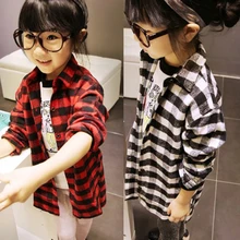 2-7Y Girls Toddler Long Sleeve T Shirts Kids Plaids Shirt Checks Clothes Shirts 2color styles