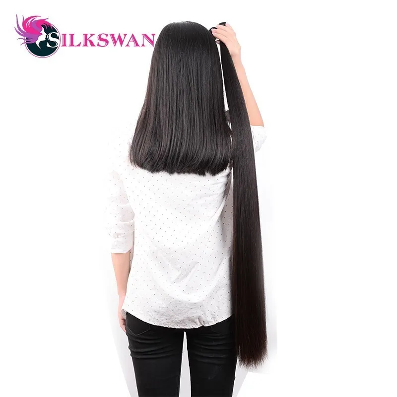 Silkswan Straight 10-30 Inch Human Hair Extensions 100% Remy Hair 30 32 34 36 38 40 42 50 Inch Brazilian Hair Weave Bundles