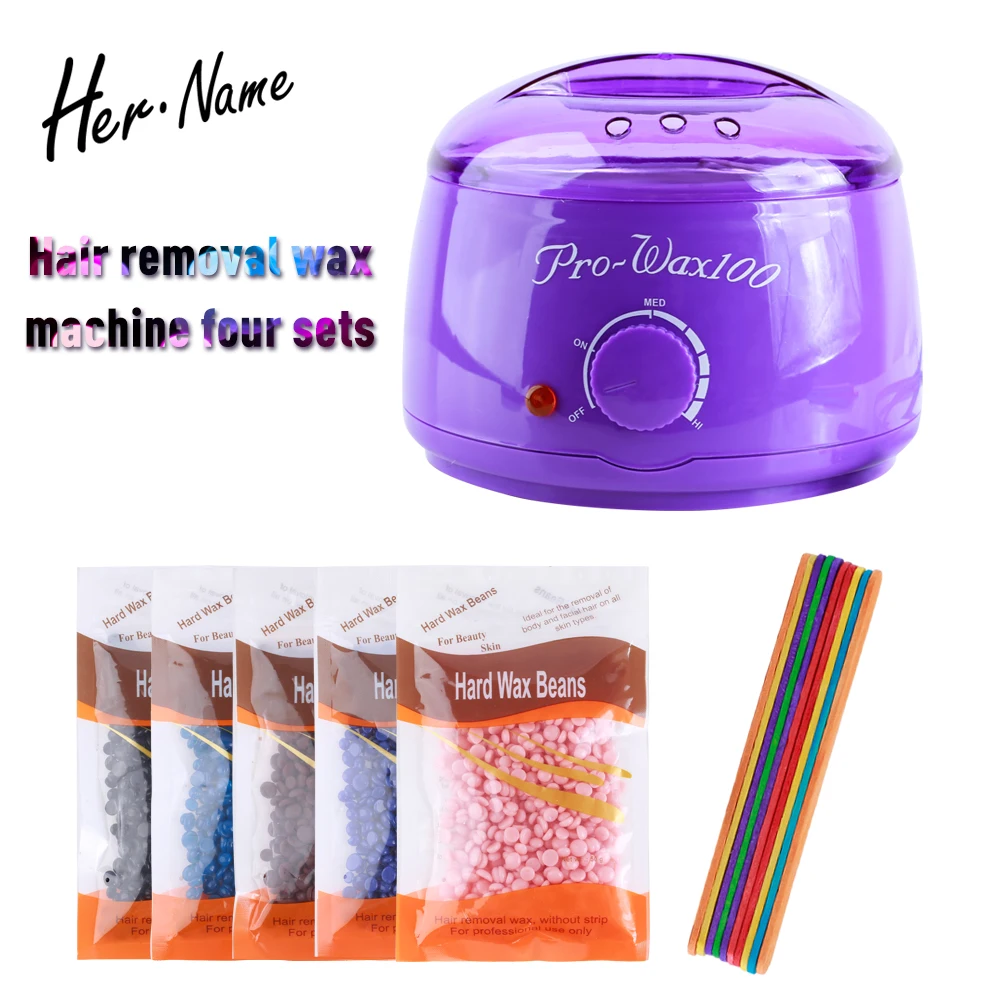 

Hername Hair Removal Tool epilator Warmer Wax Heater Hair Removal Hot Wax Machine 250g Hard Wax Bean and 10 scraping wax sticks