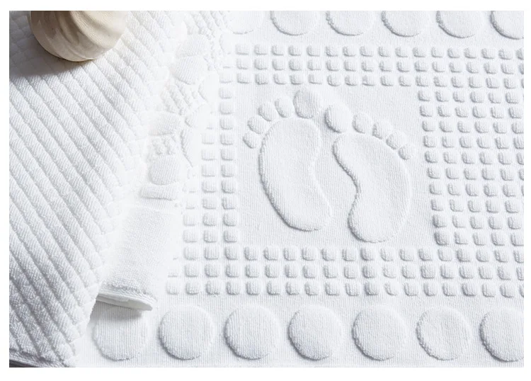 Hotel Beauty Club SPA Towel Mat Quality Hotel Padded Absorbent Toilet Foot Bathe Carpet Cotton Pure White Foot Rug for Bathtub