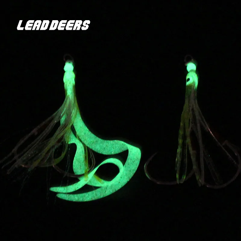 Leaddeers, 10 шт./лот, Япония, новинка, медленный джиг, крючки, светящиеся, Gamakatsu, рыболовные крючки для соленой воды, светящиеся лазерные рыболовные крючки, 2/0-5/0