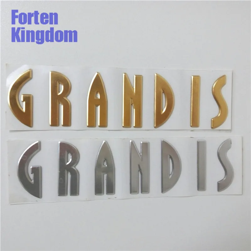 

Forten Kingdom Word For Grandis Chrome Gold ABS Chrome Rear Trunk Emblem 3D Letter Sticker Tail Badge Car Accessories Logo