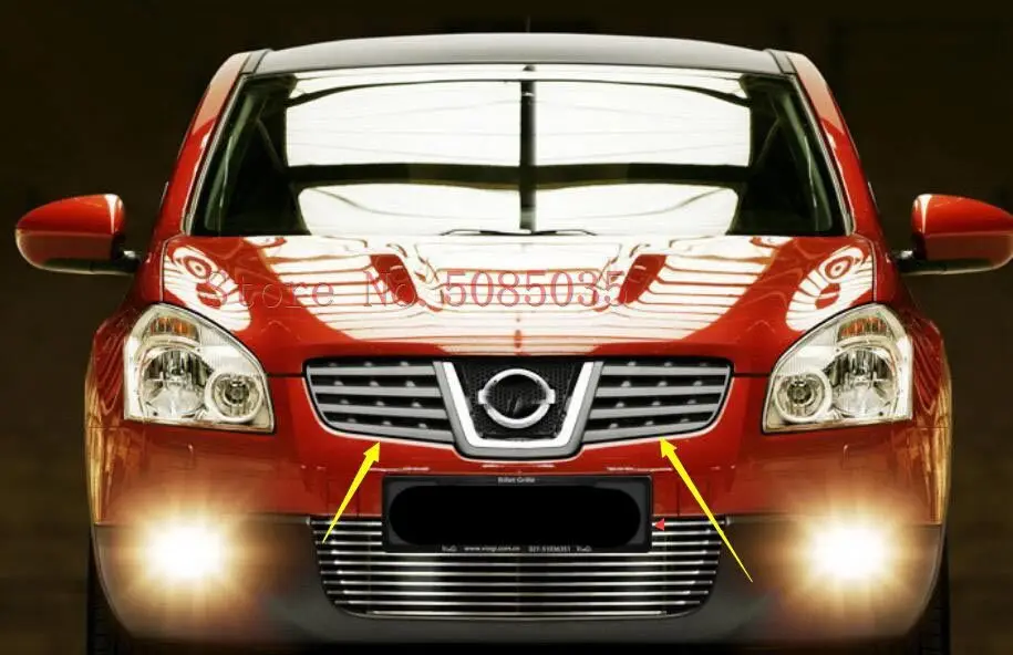 

For Nissan Qashqai Dualis J10 2007 2008 2009 Chrome Front Grille Cover Center Mesh Insert Trim Molding Garnish Frame Accent