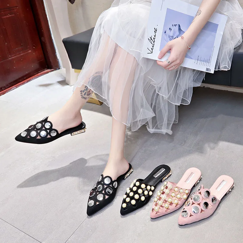 

2019 Women Slippers Woman Mules Shoes 3cm Low Heels Ladies Female Slides Slippers Outside Fashion Casual Women's Lady Shoes