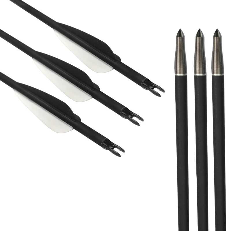 Quality Carbon Fiber Arrow 12 pcs Shaft Length 28" Spine 340 Huner Nock Screw Point Archery Bow