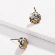 ZWPON модные Мини Асимметричные круглые серьги-гвоздики с полукруглым камнем в стиле арт-деко для женщин, милые геометрические серьги-гвоздики