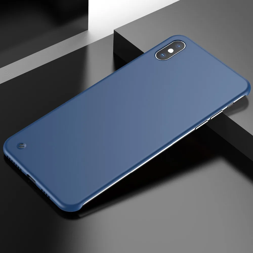 Borderless Cases For iPhone Xr X Xs Max Cover Candy Color Frameless Scrub Slim Hard PC (6)