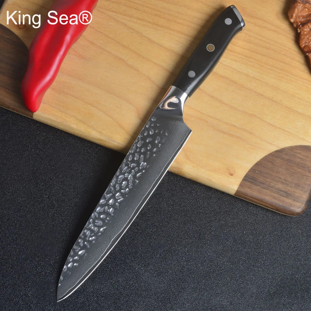

King Sea 8"inch Damascus Steel Chef Knife Japanese kitchen Knives 67 layers VG10 Utility Meat Vegetable Multi Cleaver cooking
