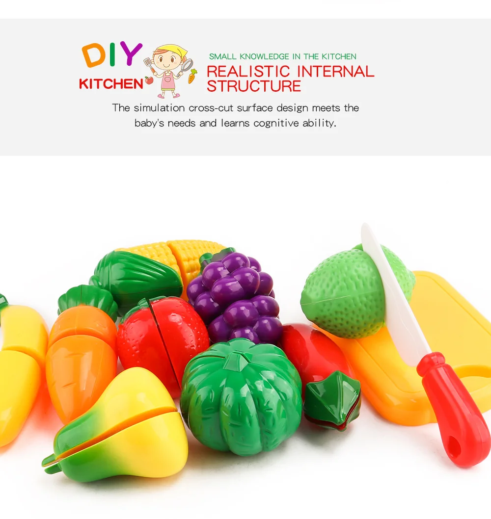 Игрушки для детская кухня Еда фрукты овощи для резки Дети Притворяться, играть в развивающие игрушки безопасности Детская кухня наборы
