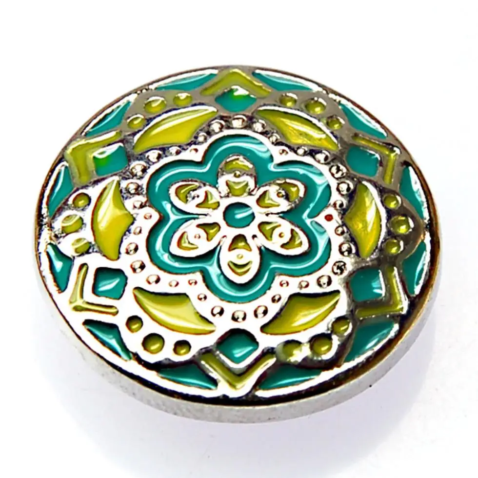 

Wholesale Enamel Snap Button Kaleidoscope Insert Snap Button Charm Jewelry Findings & Components 12 Pcs/Lot