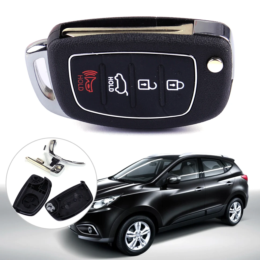 For HYUNDAI ix45 Santa Fe 2013-2014 Flip Key Shell Remote Key Case Fob 4 Buttons