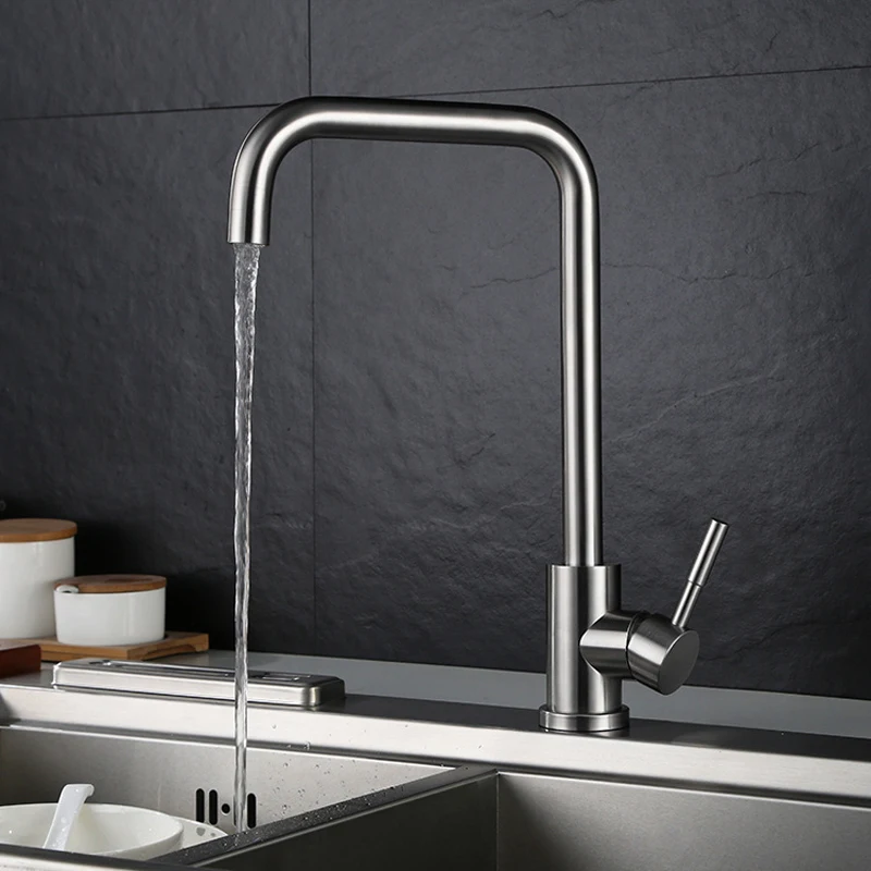 Cold And Hot Water Kitchen Faucet 304 Stainless Steel Water Tap Kitchen Sink Faucets Brushed