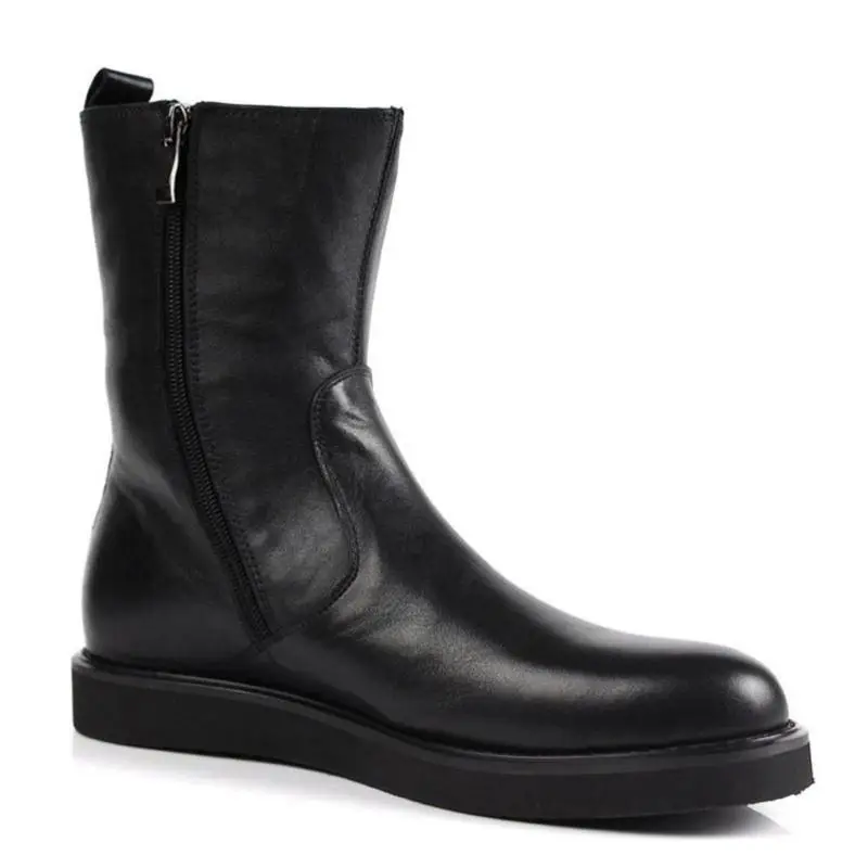 Genuínos Sapatos Motocicleta Inverno Da Mycolen Moda De Homens Casuais Preto Botas Chuva Dos Winterschuhe Couro Herren wn7nqfIgAF