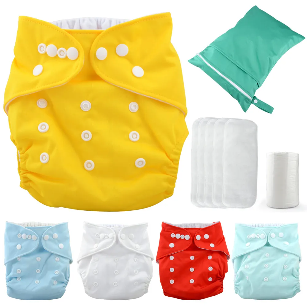 

1 Set Baby Diapers Breathable Disposable Nappies Bamboo Fiber Training Pants Cloth Diaper