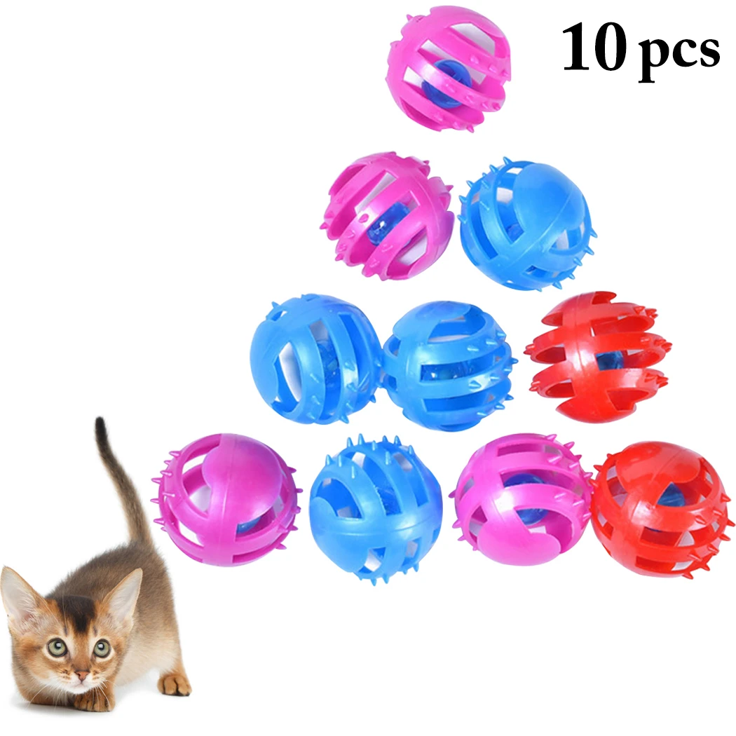 10 шт. забавная игрушечная кошка мяч креативный интерактивный звонок мяч игрушки для домашних животных игрушка для кошки в виде шара принадлежности для дрессировки животных различных форм - Цвет: 10pcs