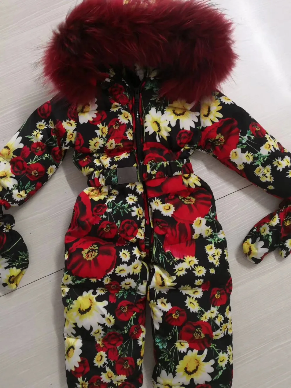 Зимний пуховик детский костюм на утином пуху, верхняя одежда детский зимний комбинезон с меховым капюшоном, пуховые пальто детский комбинезон, комбинезон, лыжный костюм
