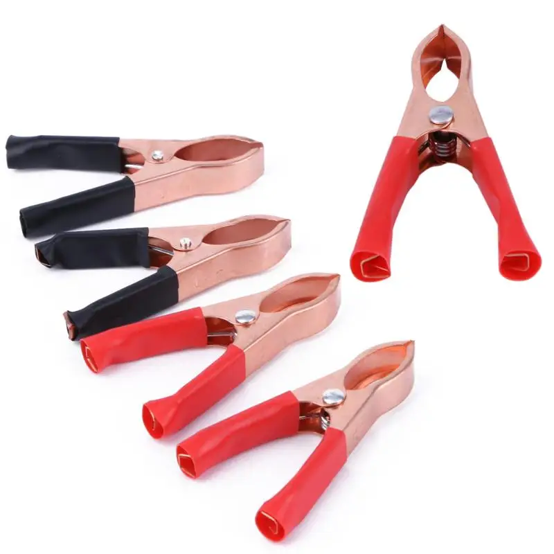

4Pcs 30A Red Black Crocodile Clamps 72/75mm Alligator Clip Handle Cable Lead Testing Battery Test Lead High Quality Clamp