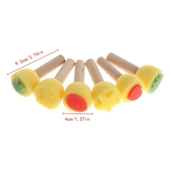 

6Pcs Round Sponges Brush Set Kids Painting Tools Children Paint Stamp Stippler