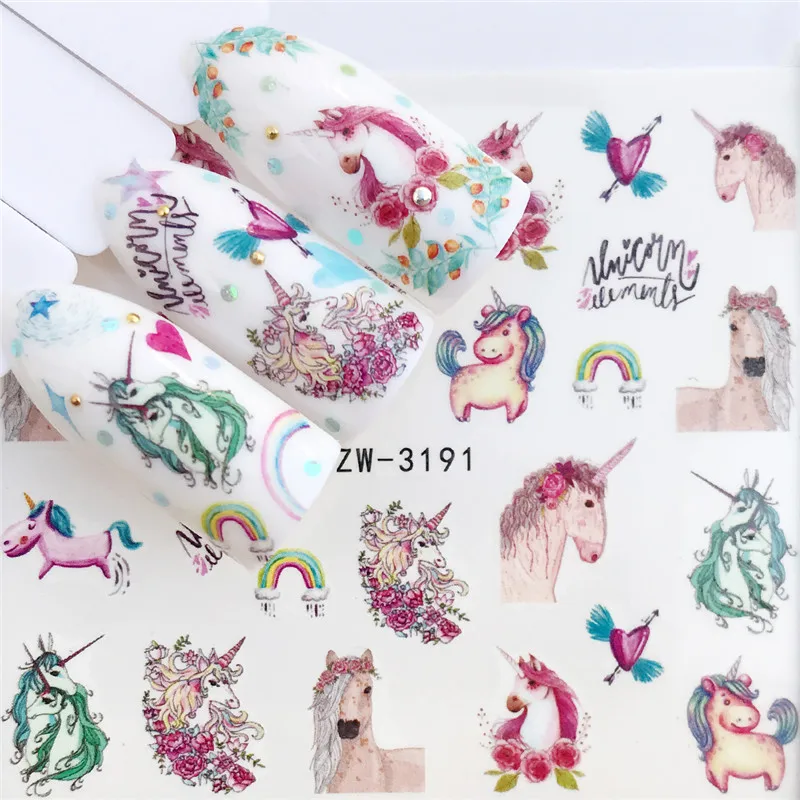 

YZWLE 1 PC Nail Sticker Water Decals Christmas Flower Deer Horse Butterfly Cactus Transfer Nail Art Decoration