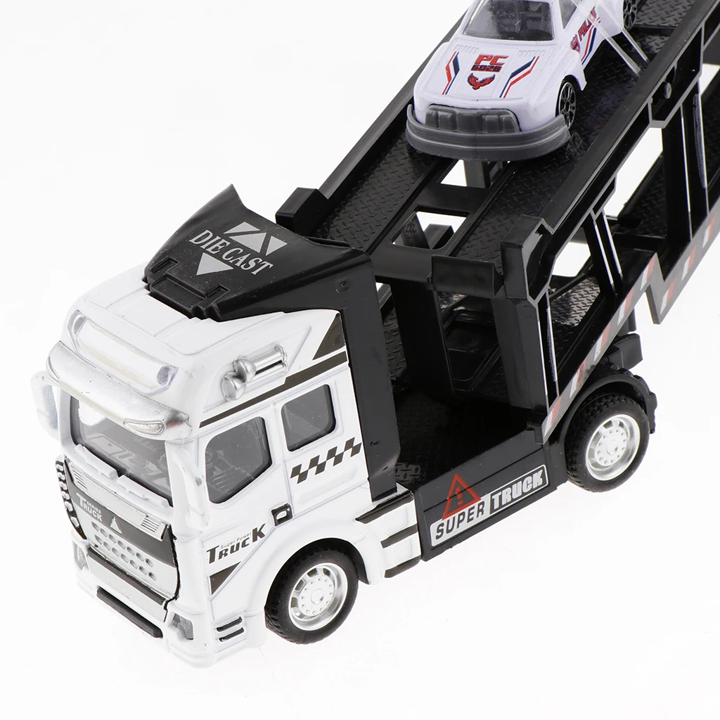 Mini Alloy Carrier Truck Toy Friction Powered Transport Car for Kids Toddler (Inclueds 2 Cars)