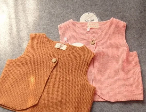 

Owligbaby spring autumn baby girls knitted pink vest