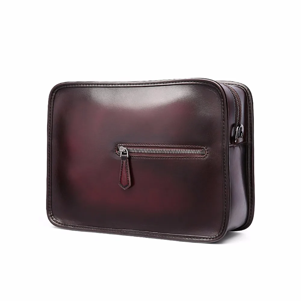 

TERSE_Business casual handmade shoulder bag men genuine leather high quality luxury messager bag in coffee/ burgundy/ tobacco