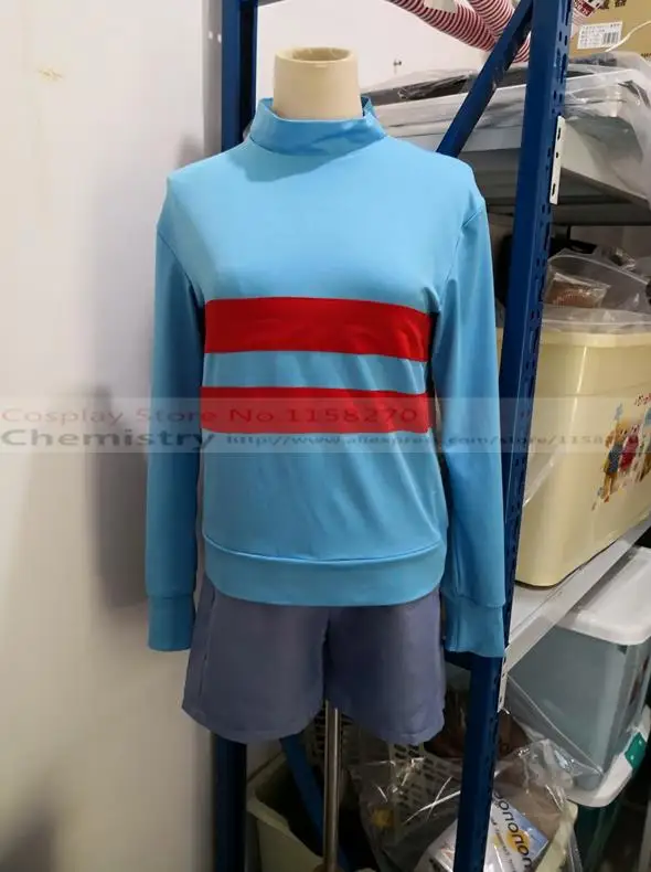 ; костюм для косплея «Undertale Frisk»; синий топ+ брюки; костюм на заказ