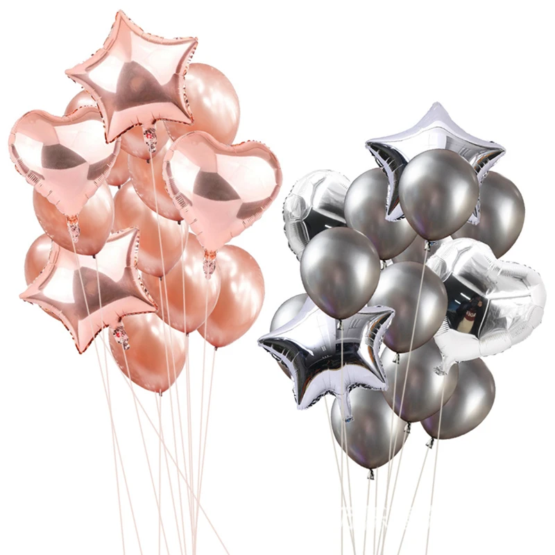 

Rose Gold Foil Balloons Mix Latex Air Balls Birthday Party Decoration Kids Adults Wedding Party Ballon Festival Supplies Globos