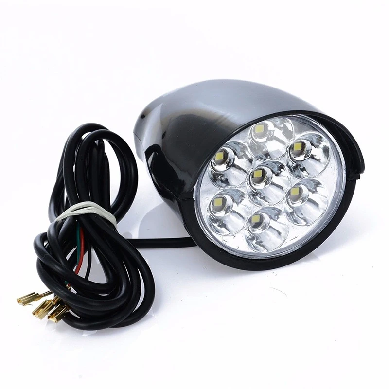 7 LED Bicycle Bike Electric Scooter Light Headlight Front Retro Head Lamp 36-48V