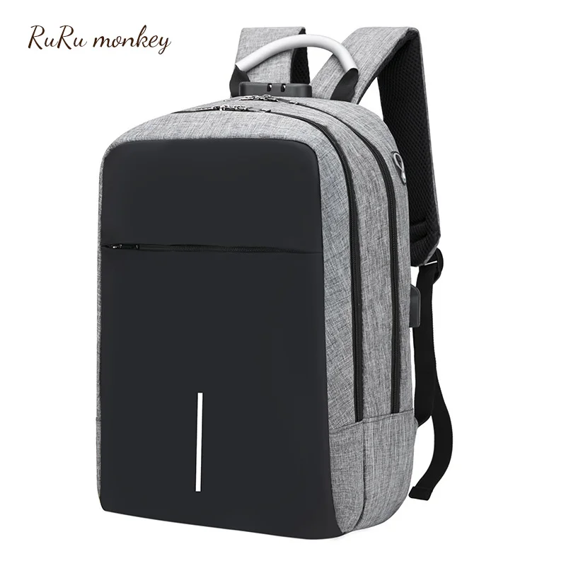 

RURU monkey Male USB Bags Recharging Backpack TSA Lock Design Men Multi-layer Business Large Capacity Message Bag Male Mochila
