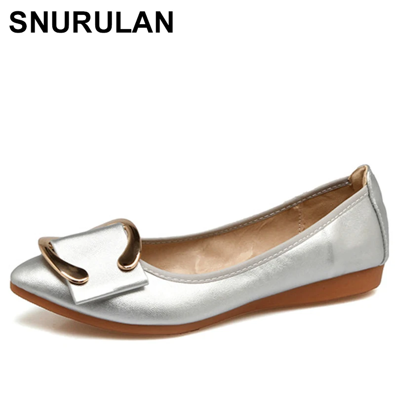 

SNURULAN2018 Ballet Leather Flats Casual Shoes Women Fashion Plus Size Breathable Walking Female Ladies Shoes Zapatos MujerE288