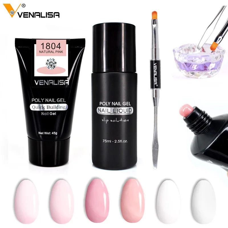 

VENALISA Poly Gel Kit Slip Solution Nail Gel Polish Slice Brush Nail Tool Finger Extension Nail Tips Nail Camouflage Builder Gel