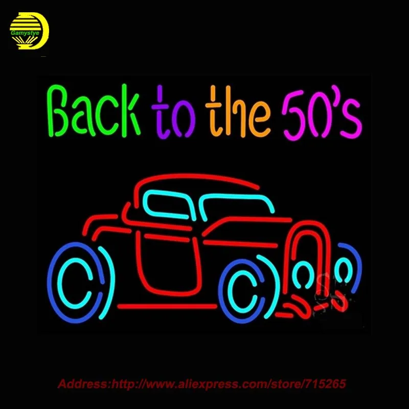 Buy Back To The 50s Outdoor Neon Sign car Neon Bulb Handcrafted Glass Tube Shop