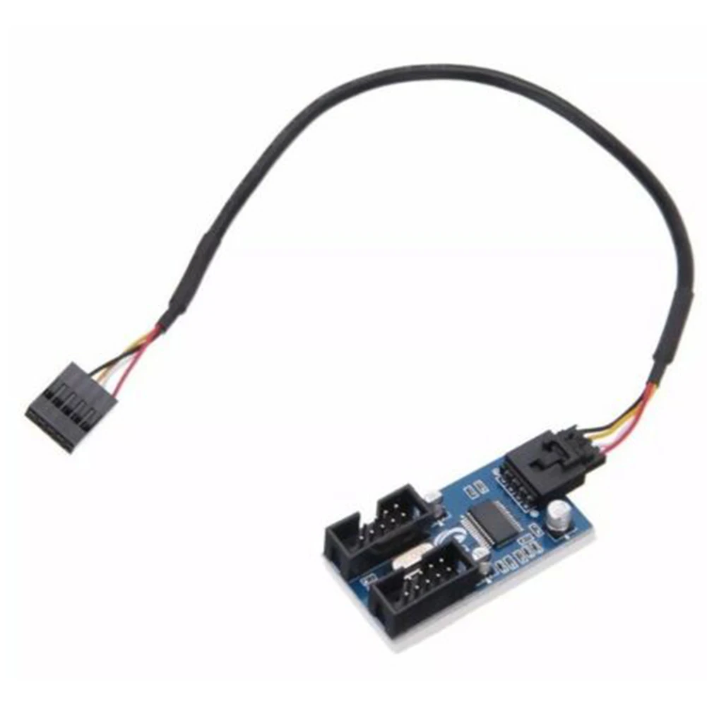 1Pcs Motherboard USB 9Pin Interface Header Splitter 1 To 2 Extension Cable Adapter 9 Pin USB 2