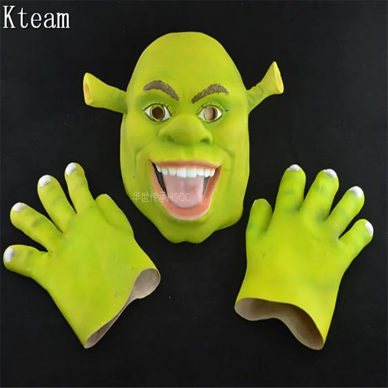 

Full Head Eco-friendly Latex Shrek Mask with Gloves Halloween Carnival Christmas Masquerade Cosplay Costumes Props Party Masks