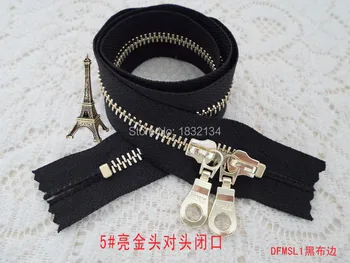 

YKK5# zinc alloy zipper leather mouths coffee 5# bright gold copper closed luggage zipper 30-100cm