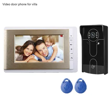 

7INCH Video DOORPhone Intercom System TFT-LCD Color Screen Monitor GOLD Night Vision Camera ID Card Unlock video DoorBell