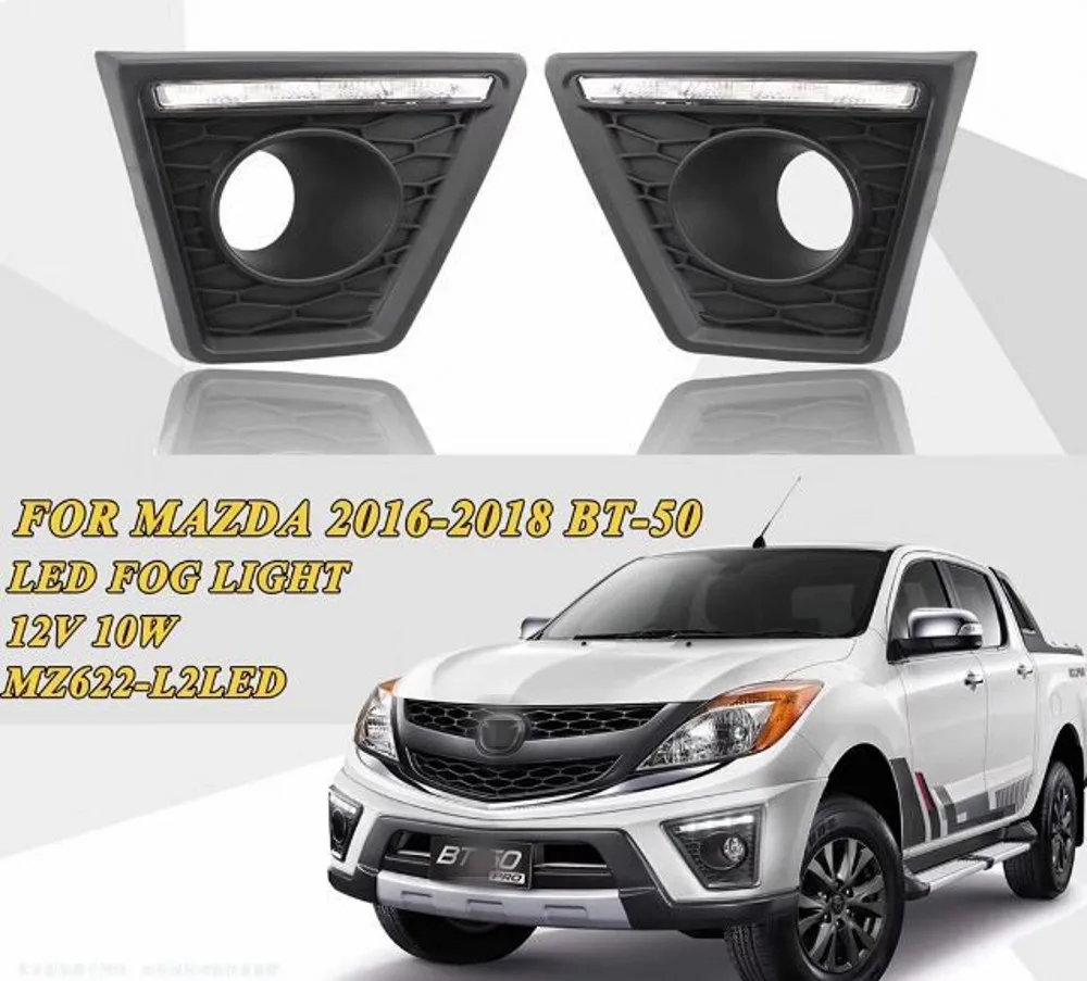 

JanDeNing Car LED daytime running lights Replacement fog lamp DRL For Mazda BT50 BT-50 PRO PICKUP 2016-2018(Without fog lamp)
